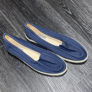 Lands' End Navy Canvas Slip-On Loafers